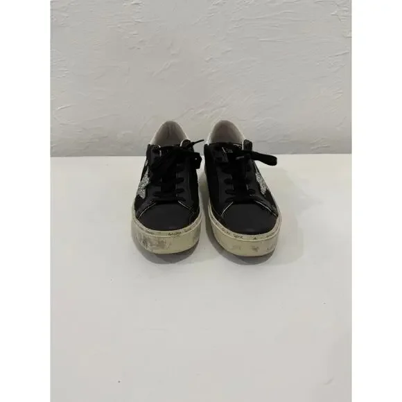 Golden Goose Black Leather Low-Top Lace-up Deluxe Hi Star Sneakers Size 38 - Picture 2 of 5